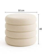 Bloomart Luxury Bouclé Round Ottoman Stool Soft Pouf Seat for Living Room & Bedroom