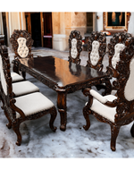 Wooden Majestic Royal Look Hand Carved Teak Wood 8 Seater Dining Table Set