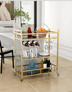 Clinton Solid Metal Two-Teir Glass Bar Cart Trolley