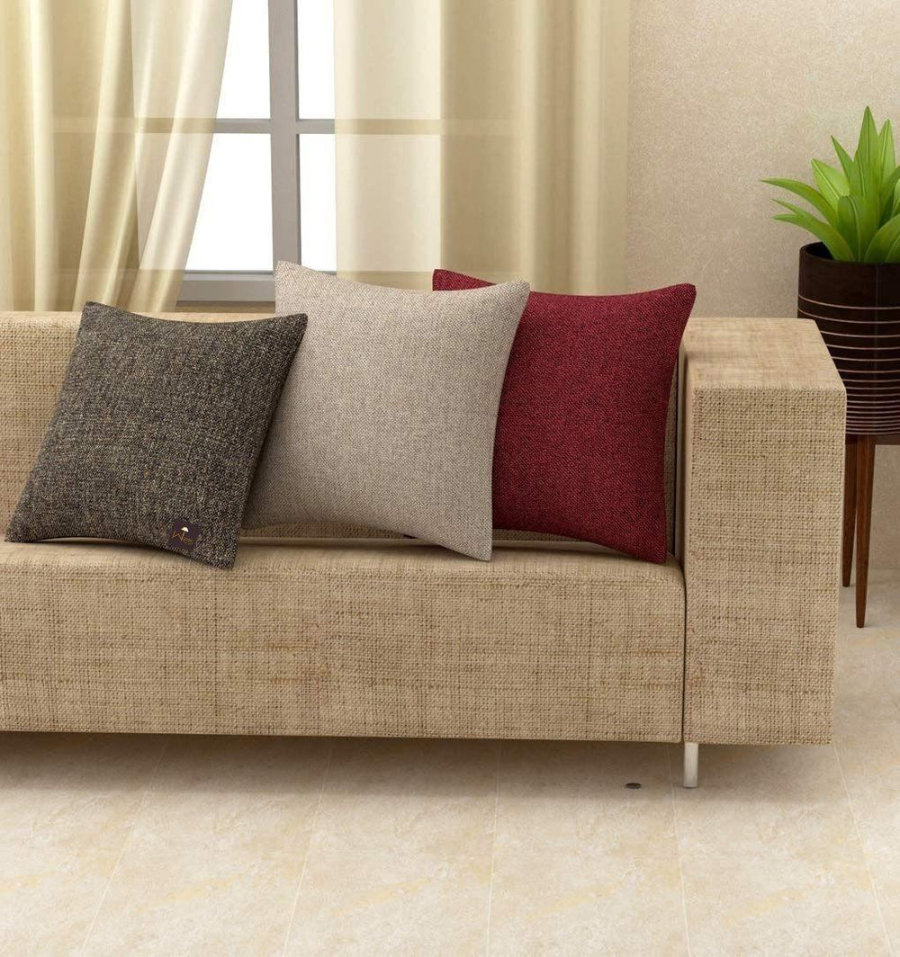 Multi-color Jute Cushion Covers (Set of 3) - Bloomart