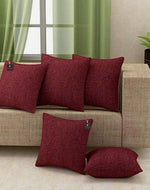 Maroon Color Jute Cushion Covers - Bloomart