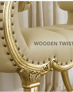 Montérno Sheesham Wood Bench Couch ( Golden Finish )