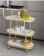 Darcy Elegant Solid Metal Three Tier Bar Cart Trolley