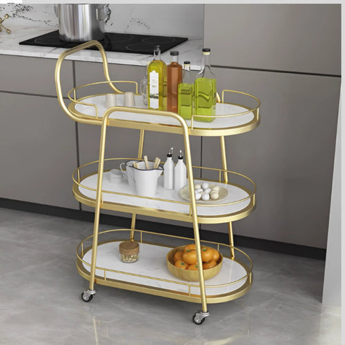 Darcy Elegant Solid Metal Three Tier Bar Cart Trolley