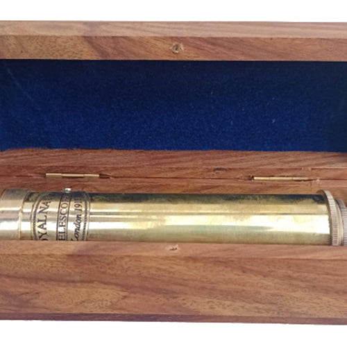 Brass Telescope with Solid Wood Box Handmade Brass Telescope with Lens Cover - Bloomart