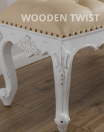 Bloomart Fiona Crystal Button Tufted Teak Wood 2 Seater Bench for Elegant Living Room (Antique White)