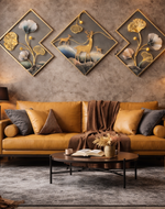 Modern Deer & Unique Floral Design Wall Art for Bedroom & Living room