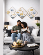 Modern Deer & Unique Floral Design Wall Art for Bedroom & Living room