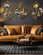 Modern Deer & Unique Floral Design Wall Art for Bedroom & Living room