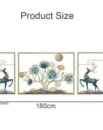 Luxury Abstract Floral with Golden & Blue Deer Design Wall Art