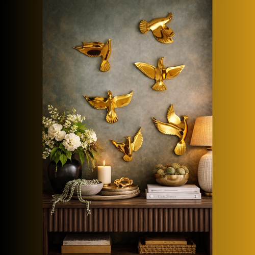 Modern Metallic Birds Wall Décor for Living Room & Bedroom