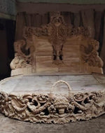 Wooden King Size Round Luxury Bed  (Teak Wood, Golden)