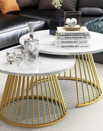 Golden Circular Iron Nesting Table Set -