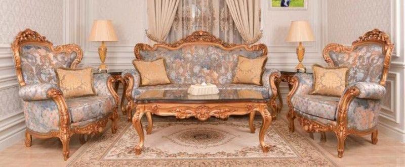 Bloomart Classic Carved Sofa Set with Table in Premium Finish ( Maharaja Sofa )