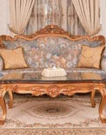 Bloomart Classic Carved Sofa Set with Table in Premium Finish ( Maharaja Sofa )