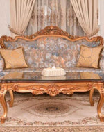Bloomart Classic Carved Sofa Set with Table in Premium Finish ( Maharaja Sofa )