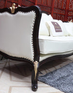 Traditional Wooden 3 Seater Couch for Home & Office Chaise Lounge Settee (Walnut Finish )