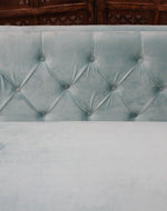 Designer Velvet Rolled Arm Chesterfield Sofa (3 Seater Sky Blue)