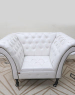 Single Seater Button Tufted Grand Sofa (with 4 Wheels) - Bloomart