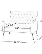 Wooden Square Arm Loveseat Wing Back Chair Set 2+1+1 (Metal Legs)