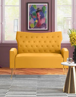 Wooden Square Arm Loveseat Wing Back Chair Set 2+1+1 (Metal Legs)