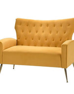 Wooden Square Arm Loveseat Wing Back Chair Set 2+1+1 (Metal Legs)