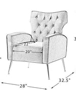 Wooden Square Arm Loveseat Wing Back Chair Set 2+1+1 (Metal Legs)