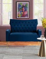 Wooden Square Arm Loveseat Wing Back Chair Set 2+1+1 (Metal Legs)