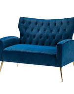 Wooden Square Arm Loveseat Wing Back Chair Set 2+1+1 (Metal Legs)