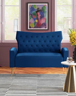Wooden Square Arm Loveseat Wing Back Chair Set 2+1+1 (Metal Legs)