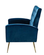 Wooden Square Arm Loveseat Wing Back Chair Set 2+1+1 (Metal Legs)