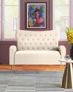 Wooden Square Arm Loveseat Wing Back Chair Set 2+1+1 (Metal Legs)