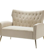 Wooden Square Arm Loveseat Wing Back Chair Set 2+1+1 (Metal Legs)