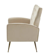 Wooden Square Arm Loveseat Wing Back Chair Set 2+1+1 (Metal Legs)