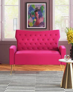 Wooden Square Arm Loveseat Wing Back Chair Set 2+1+1 (Metal Legs)