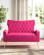Wooden Square Arm Loveseat Wing Back Chair Set 2+1+1 (Metal Legs)