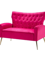 Wooden Square Arm Loveseat Wing Back Chair Set 2+1+1 (Metal Legs)