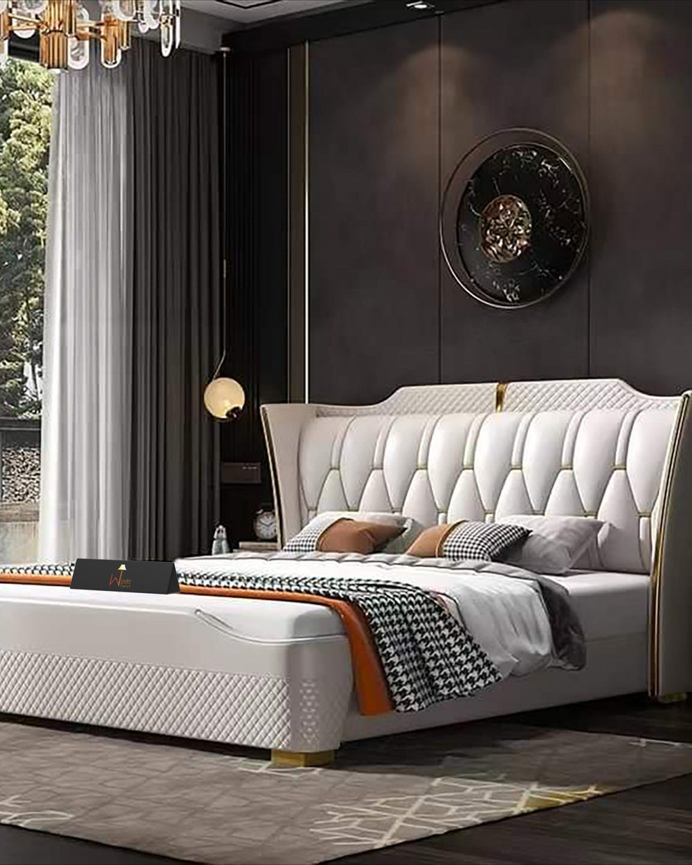 Tivoli Italian Modern Design Queen Size Bed For Bedroom with Storage - WoodenTwist