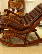 Bloomart Vintage Hand Carved Teak Wood Antique Rocking Chair