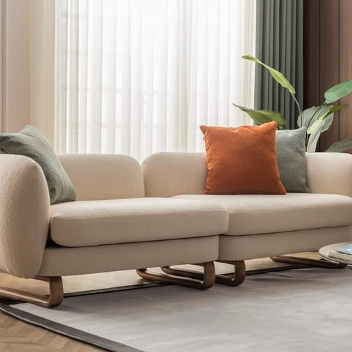Modern Attractive Stylish 4 Seater Sofa For Lobby In Teak Finish (Beige)