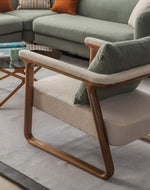 Modern Stylish Left-Side L Shape 8 Seater Sofa For Lobby In Teak Finish 5+3 with 1 Chair