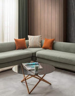 Modern Stylish Left-Side L Shape 8 Seater Sofa For Lobby In Teak Finish 5+3 with 1 Chair - Bloomart