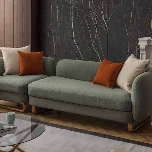 Modern Stylish Left-Side L Shape 8 Seater Sofa For Lobby In Teak Finish 5+3 with 1 Chair