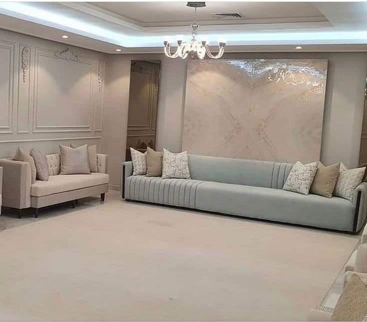 Modern Chesterfield Sofa Set 9 Seater with Cushions (Grey & Beige)