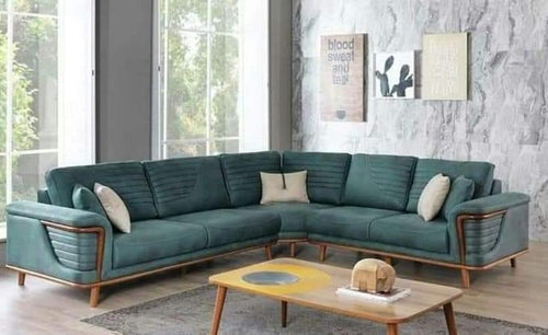 Modern Handmade Luxury Sectional Sofa Set 7 Seater with Table (Green) - Bloomart