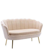 Bloomart Terciopelo Flared Arm Solid Wood Metal Legs Velvet Fabric Loveseat Modern Chaise Lounge