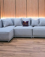 Madera Handmade Modular Sectional Sofa Set 5 Seater (Cream)