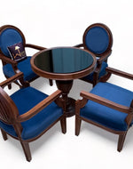 Wooden Winsome Round Teak Wood 4 Seater Dining Table Set