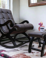 Royal Rocking Chair with Foot Rest ( Walnut ) - Bloomart