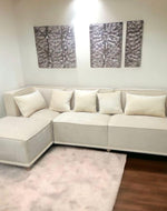 Madera Handmade Modular Sectional Sofa Set 5 Seater (Cream)